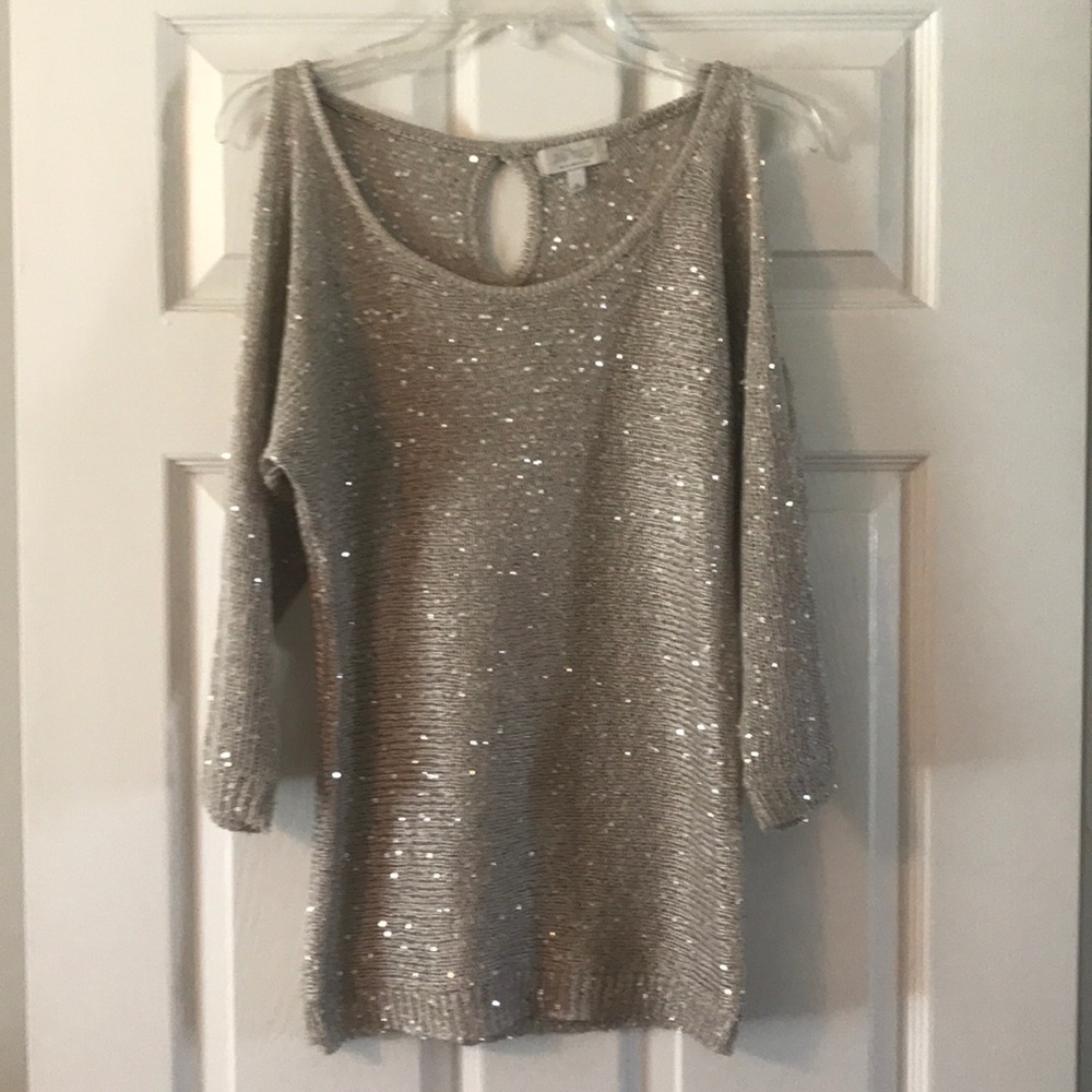 Sequence Champagne Open Shoulder Top